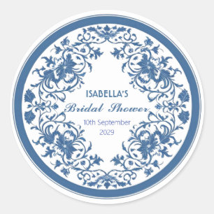 Elegante blauwe chinoiserie Victoriaanse Chinese b Ronde Sticker