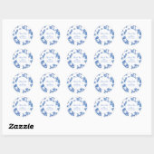 Elegante Blauwe Chinoiserie Wedding Favoriet Ronde Sticker (Vel)