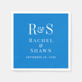 Elegante blauwe chique moderne monogram bruiloft servet (Voorkant)