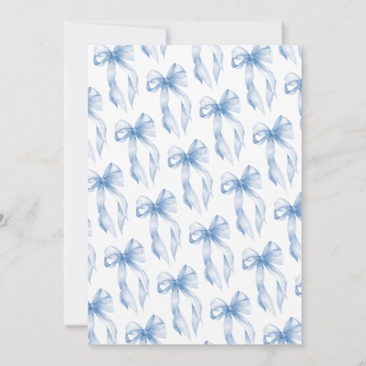 Elegante blauwe coquette boog is een jongen Baby s Kaart (Achterkant)