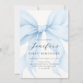 Elegante Blauwe Coquette Bow Girl Verjaardagsfeest Kaart (Voorkant)