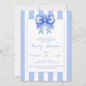Elegante Blauwe Coquette Bruidsuitnodiging Kaart (Voorkant)