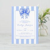 Elegante Blauwe Coquette Bruidsuitnodiging Kaart (Staand voorkant)