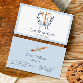 Elegante Blauwe Coquette Strik Servies Bakkerij Visitekaartje