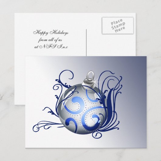 elegante blauwe Corporate Christmas Greetings Feestdagenkaart (Voorkant / Achterkant)