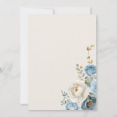 Elegante Blauwe Cream Elegante Bloemen Huwelijk Kaart (Achterkant)