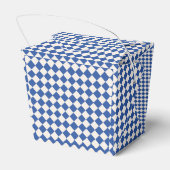 Elegante Blauwe & Crème Geruite bruiloft Bedankdoosjes (Achterkant)