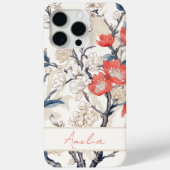 Elegante  Blauwe Crème Koraal Kersenbloesem Case-Mate iPhone Case (Achterkant)