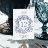 Elegante Blauwe  Crest Script Wedding Kaart