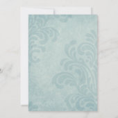 Elegante blauwe Damask bruids lunch Kaart (Achterkant)