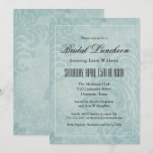 Elegante blauwe Damask bruids lunch Kaart (Voorkant / Achterkant)