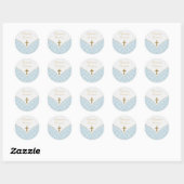Elegante Blauwe Damast doopsel Stickers (Vel)