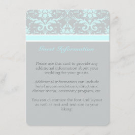 Elegante Blauwe Damast Informatiekaart voor gasten Informatiekaartje