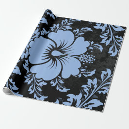 Elegante blauwe damast Kerst elegant Cadeaupapier
