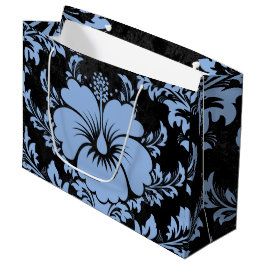 Elegante blauwe damast Kerst elegant Groot Cadeauzakje