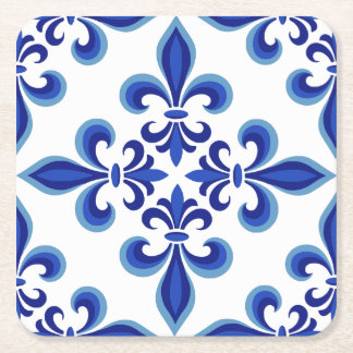 Elegante Blauwe Damast Luncheon Kartonnen Onderzetters
