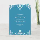 Elegante Blauwe Damast Traditionele Indiase Trouwd (Voorkant)