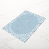 Elegante Blauwe Damast Trouwuitnodiging Folie Uitnodiging (Gedraaid)