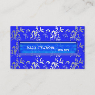 Elegante blauwe damast visitekaartje