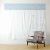 Elegante Blauwe Damast Wandkleed (In Situ (horizontaal))