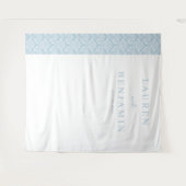 Elegante Blauwe Damast Wandkleed (Voorkant (horizontaal))