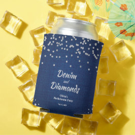 Elegante Blauwe Denim en Diamanten Bachelorette Fe Blikjeskoeler