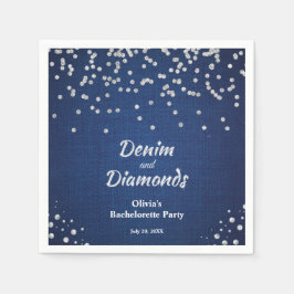 Elegante Blauwe Denim en Diamanten Bachelorette Fe Servet