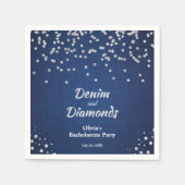 Elegante Blauwe Denim en Diamanten Bachelorette Pa Servet (Voorkant)