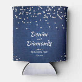 Elegante blauwe denim en diamanten vrijgezellenfee blikjeskoeler