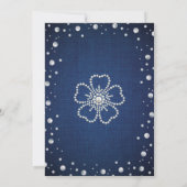 Elegante blauwe denim en parels paar douche kaart (Achterkant)