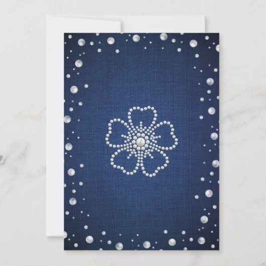 Elegante blauwe denim en parels paar douche kaart (Achterkant)