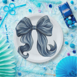 Elegante Blauwe Denim Strik Papieren Bordje