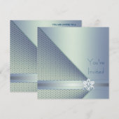 Elegante blauwe diamant blauwe feest kaart (Voorkant / Achterkant)