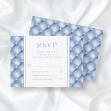 Elegante Blauwe Diamant Geplooid Huwelijk RSVP