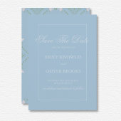 Elegante blauwe diamanten bruiloft save the date