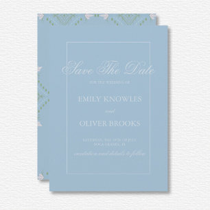 Elegante blauwe diamanten bruiloft save the date