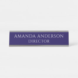 Elegante Blauwe Directeur Titel Naambord Bureau Naambordje