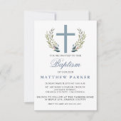 Elegante blauwe doop / doop uitnodiging (Voorkant)