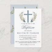 Elegante blauwe doop / doop uitnodiging (Voorkant / Achterkant)