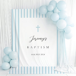 Elegante blauwe doop wandkleed
