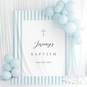 Elegante blauwe doop wandkleed