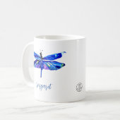 Elegante Blauwe Dragonfly Handgeschilderde Waterve Koffiemok (Voorkant links)