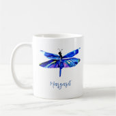 Elegante Blauwe Dragonfly Handgeschilderde Waterve Koffiemok (Links)