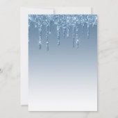 Elegante Blauwe Drip Glitter Script Bruiloft Kaart (Achterkant)