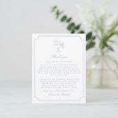 Elegante Blauwe Dubbel Kader Trouw Dankkaart Save The Date (Staand voorkant)