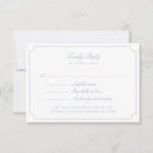 Elegante Blauwe Dubbele Frame Trouw-RSVP-Kaart RSVP Kaartje (Voorkant)