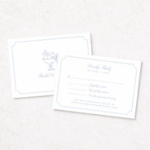 Elegante Blauwe Dubbele Frame Trouw-RSVP-Kaart