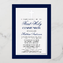 Elegante blauwe eerste heilige communie kruis zilv