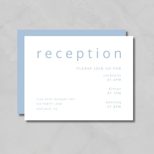 Elegante Blauwe Elegante Trouwreceptie Informatiekaartje