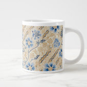 Elegante Blauwe en Beige Batik Specialty Mok (Rechts)
